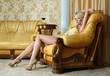 Beautiful woman in underwear in luxury interior.