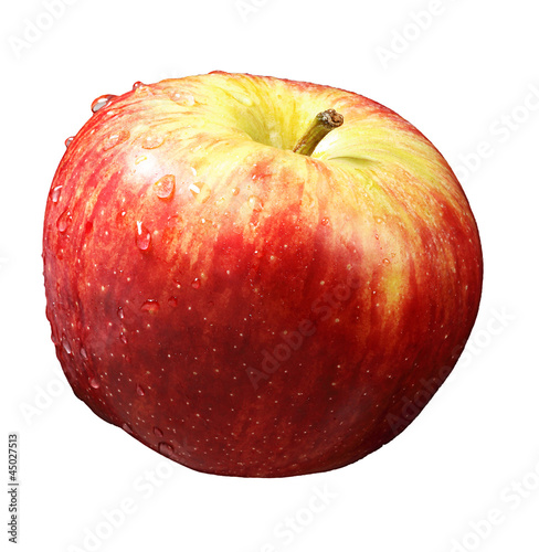 Photo: rot-gelber Apfel freigestellt, weißer Hintergrund rot-gelber Apfel freigestellt, weißer Hintergrund