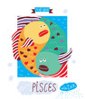 pisces. zodiac vector drawing