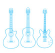 Vector silhouettes of classic guitars isolated on white,