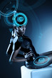Attractive african woman with hologram