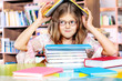 Girl  in a library
