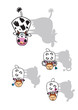 cartoon cow,ram and sheep with shadows on white