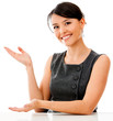 Business woman displaying something
