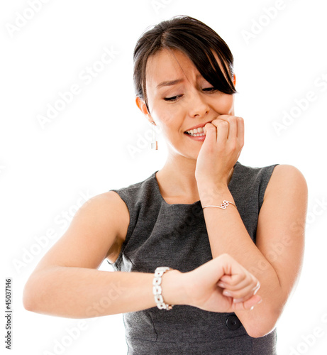 Photo: Business woman running late Business woman running late