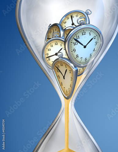 Illustration: Hourglass time clock with sand Hourglass time clock with sand