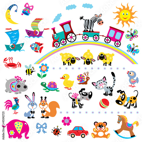 Vector: set with simple pictures for babies set with simple pictures for babies