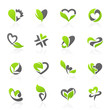 Vector: Eco-themed elements in shape of heart. Vector logo template set Eco-themed elements in shape of heart. Vector logo template set