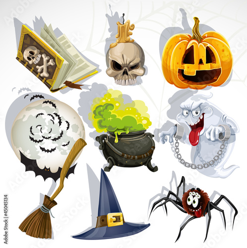 Vector: Collection of halloween related objects and creatures Collection of halloween related objects and creatures