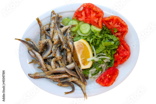 Photo: Fried Fishes with Salad Fried Fishes with Salad