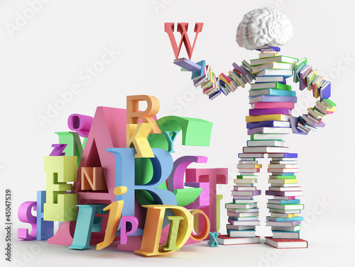 Illustration: Book man and characters Book man and characters