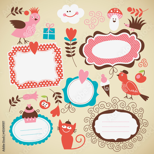 Vector: vector set: kids icon, frames and decor elements vector set: kids icon, frames and decor elements