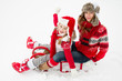 Winter, snow, sledding at winter time