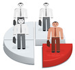 3d business people standing on a financial pie chart.Leadership