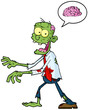 Zombie Walking With Hands In Front And Speech Bubble With Brain