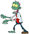Blue Cartoon Zombie Walking With Hands In Front