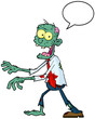 Blue Zombie Walking With Hands In Front With Speech Bubble