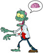 Blue Zombie And Speech Bubble With Brain