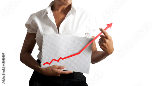 Photo: Businesswoman helps statistics Businesswoman helps statistics
