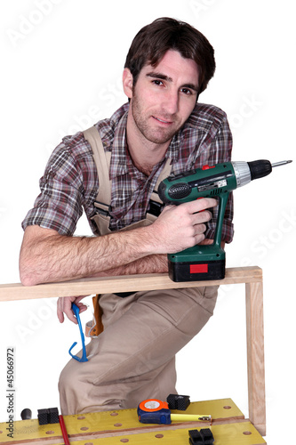 Photo: A casual carpenter. A casual carpenter.