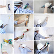 Renovation collage. A man working at home
