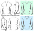 Vector. Men's sweatshirt with zipper and pockets. Outlines