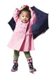 Studio portrait of baby girl (18-23 months) holding umbrella