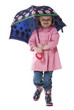 Studio portrait of girl (2-3 years) holding umbrella over head