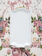 Plate on floral tablecloth
