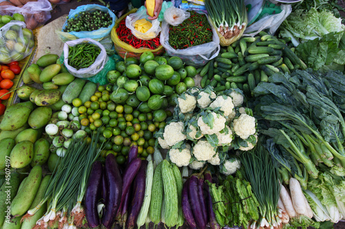Photo: Various vegetables on the Asian food market Various vegetables on the Asian food market