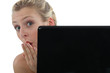 young woman having fun on the Internet