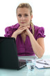 Woman working on her laptop