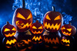 Collection of halloween pumpkin on black background