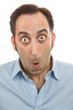 Surprised man portrait isolated on white