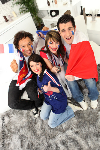 Photo: ecstatic French soccer supporters ecstatic French soccer supporters