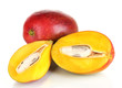 Ripe appetizing mango isolated on white