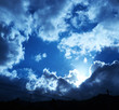 blue sky with sun and beautiful clouds