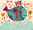 Cartoon vector illustration with whale