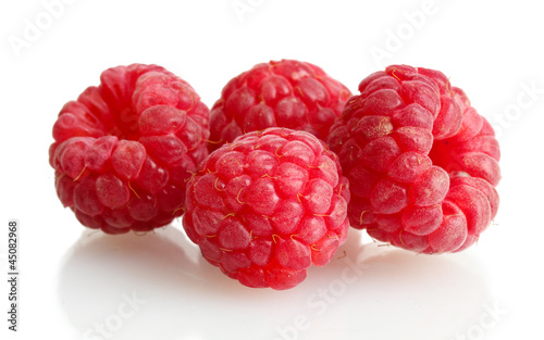 Photo: ripe raspberries isolated on white ripe raspberries isolated on white