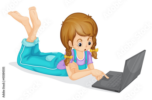 Vector: laptop and girl laptop and girl