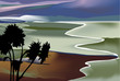 multicolored fields with silhouette sunflower