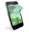 Smart phone with money concept. Euro.