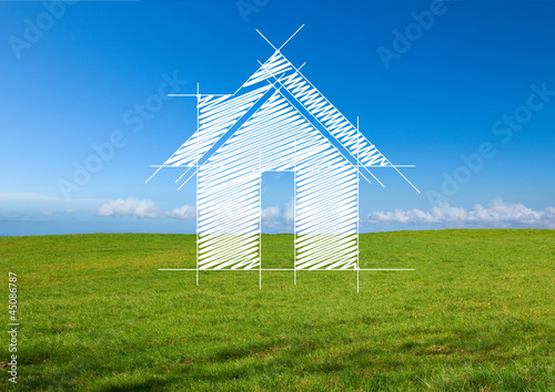 Illustration: Paysage de campagne et maison Paysage de campagne et maison