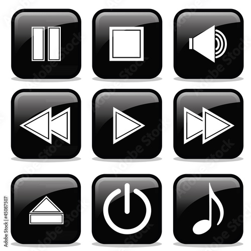 Vector: Collection of Media Player glossy buttons Collection of Media Player glossy buttons