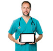 Photo: doctor holding blank tablet doctor holding blank tablet
