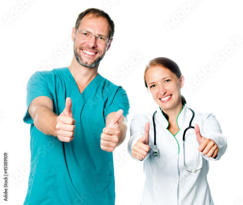 Photo: doctors with thumbs up doctors with thumbs up