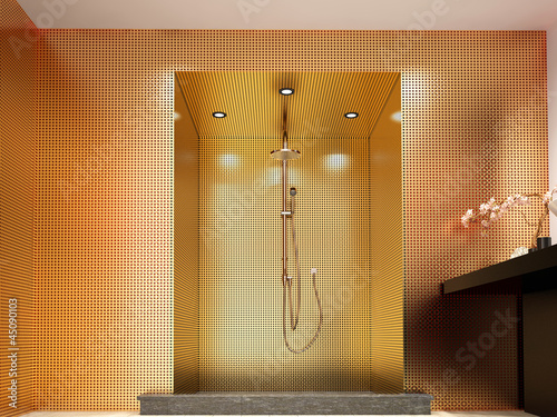 Illustration: doccia oro lusso benessere sauna bagno interior doccia oro lusso benessere sauna bagno interior