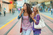 woman friends with ice cream
