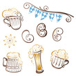 Oktoberfest, Bier, Bierglas, Bayern, vector set