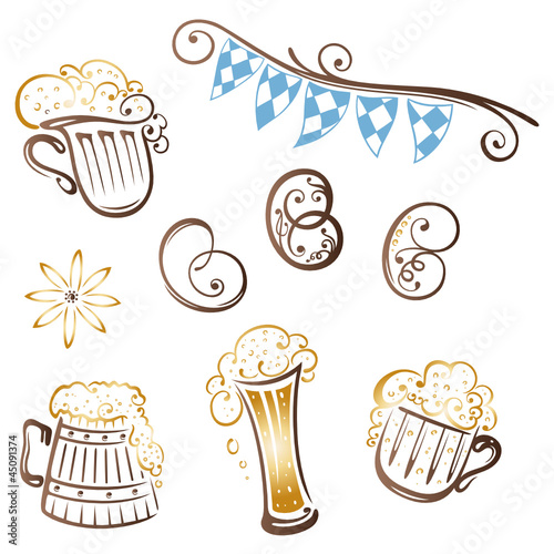 Vector: Oktoberfest, Bier, Bierglas, Bayern, vector set Oktoberfest, Bier, Bierglas, Bayern, vector set